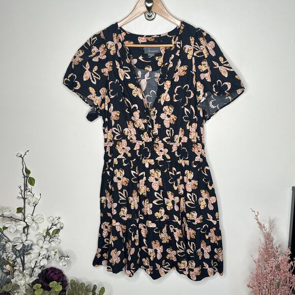 ANTHROPOLOGIE Somerset Mini Dress Cotton Black Mod Floral Sz 1X $158 {3V7} - Picture 2 of 5
